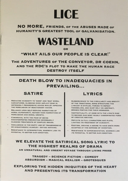 Lice – Wasteland Or “What Ails Our People Is Clear”