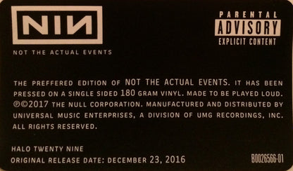 Nine Inch Nails ‎– Not The Actual Events